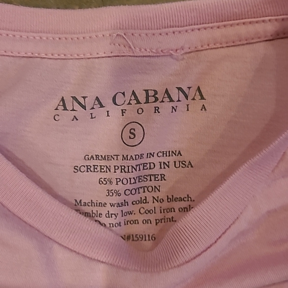 Ana Cabana Boho Pink Graphic Moon Stars & Flowers Tee Small - Picture 6 of 8